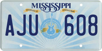 MS license plate AJU608