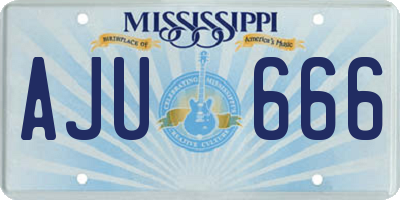 MS license plate AJU666