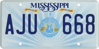 MS license plate AJU668