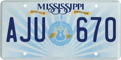 MS license plate AJU670