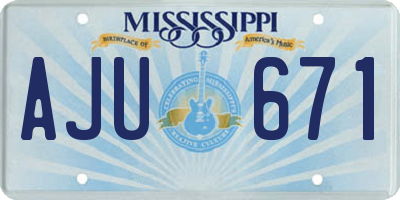 MS license plate AJU671