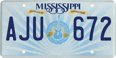 MS license plate AJU672