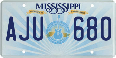 MS license plate AJU680