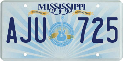 MS license plate AJU725