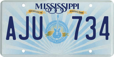 MS license plate AJU734
