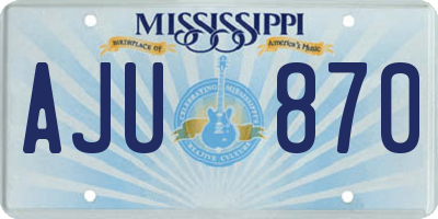 MS license plate AJU870
