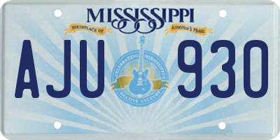 MS license plate AJU930