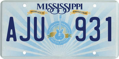 MS license plate AJU931