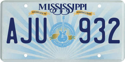 MS license plate AJU932