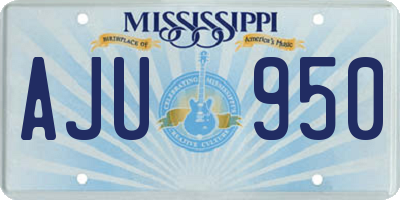 MS license plate AJU950