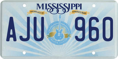 MS license plate AJU960