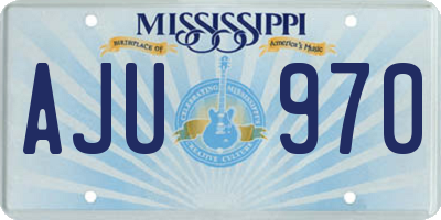 MS license plate AJU970