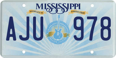 MS license plate AJU978