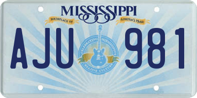MS license plate AJU981