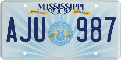 MS license plate AJU987