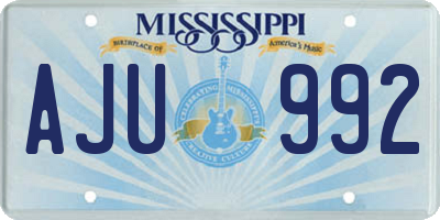 MS license plate AJU992