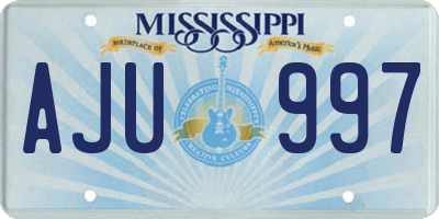 MS license plate AJU997