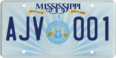 MS license plate AJV001