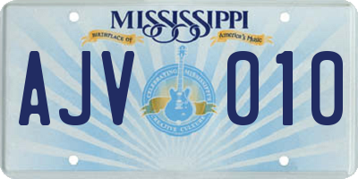 MS license plate AJV010
