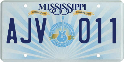 MS license plate AJV011