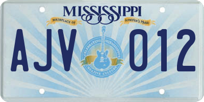 MS license plate AJV012