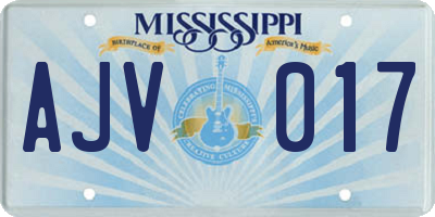 MS license plate AJV017