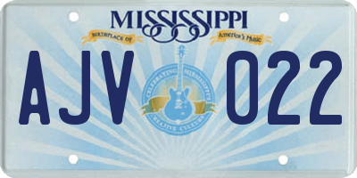 MS license plate AJV022