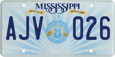 MS license plate AJV026