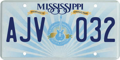 MS license plate AJV032