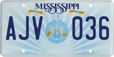 MS license plate AJV036
