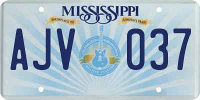 MS license plate AJV037