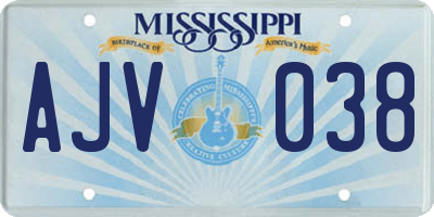 MS license plate AJV038
