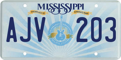 MS license plate AJV203