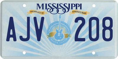 MS license plate AJV208
