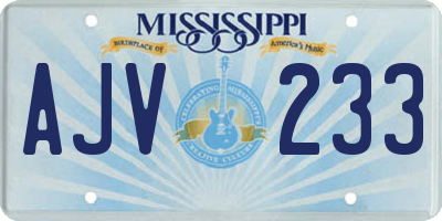 MS license plate AJV233