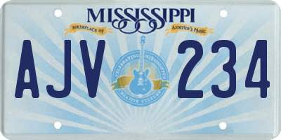 MS license plate AJV234