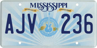 MS license plate AJV236