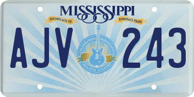 MS license plate AJV243