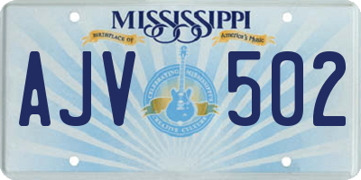 MS license plate AJV502