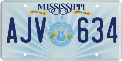 MS license plate AJV634