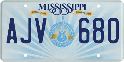 MS license plate AJV680