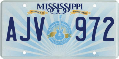 MS license plate AJV972