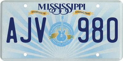 MS license plate AJV980