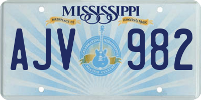 MS license plate AJV982