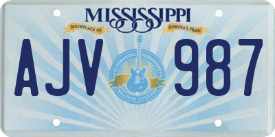 MS license plate AJV987