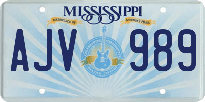 MS license plate AJV989