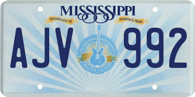 MS license plate AJV992