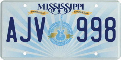 MS license plate AJV998
