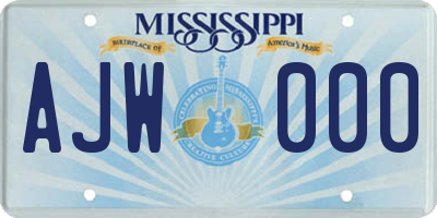 MS license plate AJW000