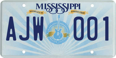 MS license plate AJW001
